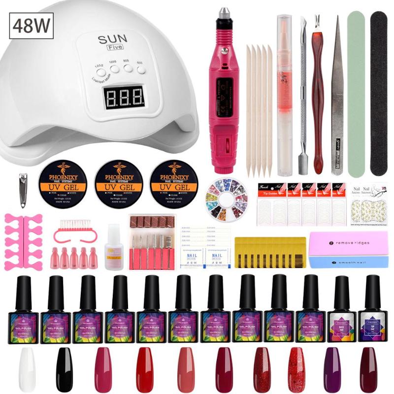 Phoenixy Gel Nail Polish Kit Nail Drill 48W UV Lamp Manicure Set 10Colors Polish Art Tools Complete Tools Kit
Phoenixy Gel Nail Polish Kit Nail Drill 48W UV Lamp Manicure Set 10Colors Polish Art Tools Complete Tools Kit