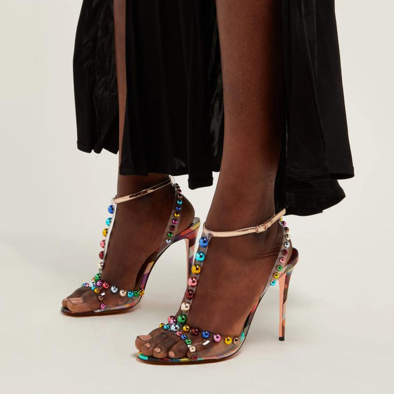 Mix Color Buckle Strap Women Sandals High Heels Slingback Colorful Bead Stud Ladies Party Pumps PVC T Strap Open Toe Shoes, As pic
Mix Color Buckle Strap Women Sandals High Heels Slingback Colorful Bead Stud Ladies Party Pumps PVC T Strap Open Toe Shoes, As pic