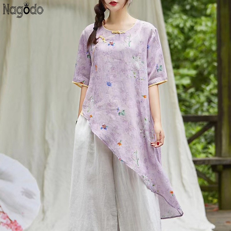 Nagodo Linen Chinese Traditional Shirt 2020 Orgional Vintage Large Loose Irregular Long Chinese Blouse Half Sleeve Top
Nagodo Linen Chinese Traditional Shirt 2020 Orgional Vintage Large Loose Irregular Long Chinese Blouse Half Sleeve Top
