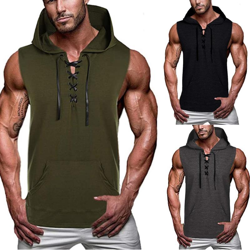 New Men Running Vests Top Casual Slim Fit T-Shirt Sleeveless String Bandage Straps Patchwork Wild Tee Shirts Gym Tops Solid 2020, Black
New Men Running Vests Top Casual Slim Fit T-Shirt Sleeveless String Bandage Straps Patchwork Wild Tee Shirts Gym Tops Solid 2020, Black