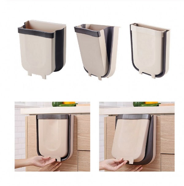 9L Folding Waste Bins Kitchen Garbage Bin Foldable Car Trash Can Wall Mounted Trashcan for Bathroom Toilet Waste Storage Bucket