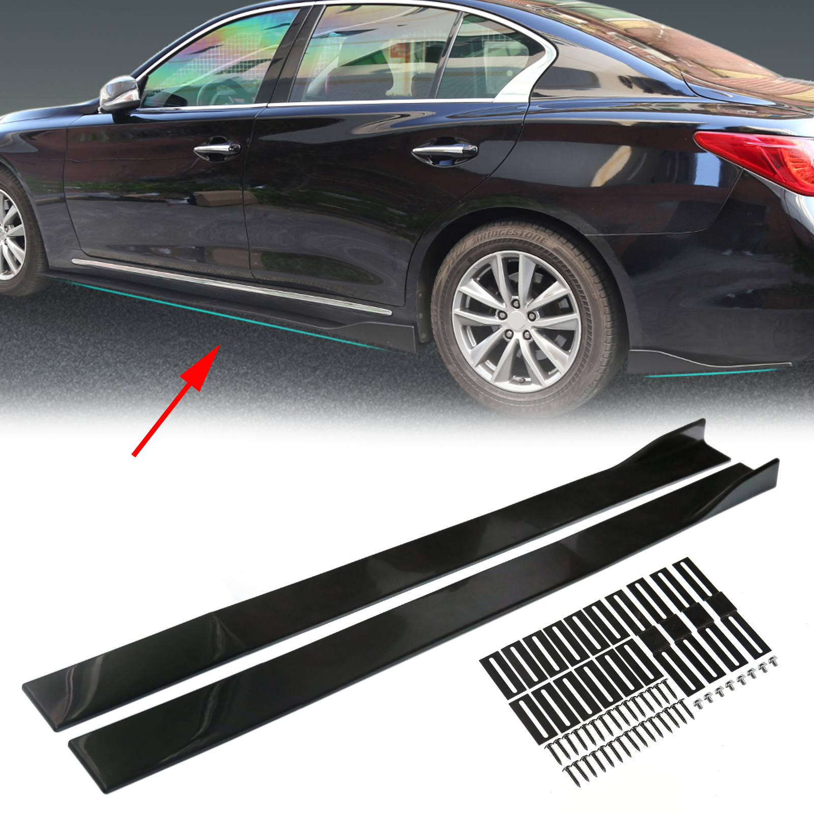 Areyourshop Body Kits 86.6" Universal Side Skirt Extensions Rocker Panel Splitters Lip Polypropylene Car Auto Accessories Parts 
Areyourshop Body Kits 86.6" Universal Side Skirt Extensions Rocker Panel Splitters Lip Polypropylene Car Auto Accessories Parts