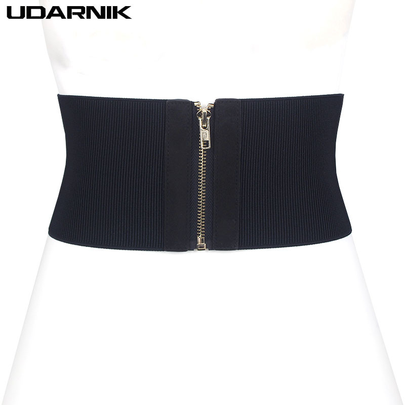 Women Solid Zipper Wide Cummerbund Elastic Waist Belt Stretch Waistband Thin Fashion Khaki Camel Black 200-A953 CX200722