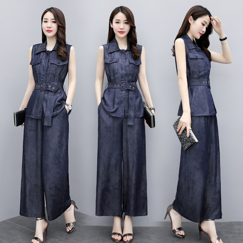 Sleeveless Luxury 2 Piece Set Women Jean Suit Denim Two Piece Women Pants Sets Ensemble Femme Survetement Womens Matching Set, Blue
Sleeveless Luxury 2 Piece Set Women Jean Suit Denim Two Piece Women Pants Sets Ensemble Femme Survetement Womens Matching Set, Blue