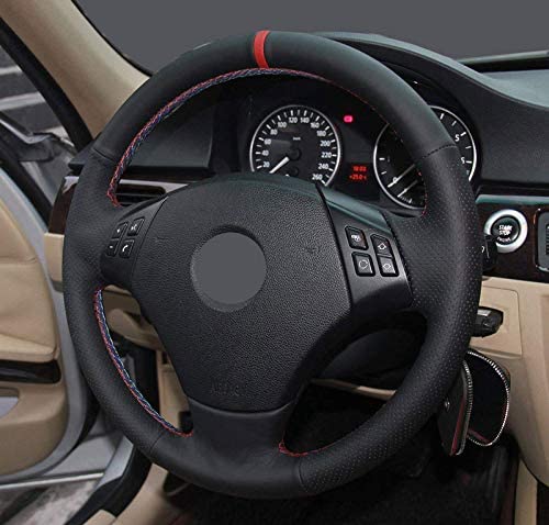 

DIY Car Steering Wheel Cover for BMW 3 Series E90 E91 E92 E93 320i 325i 328i 330i 335i 2006-2011 black Leather