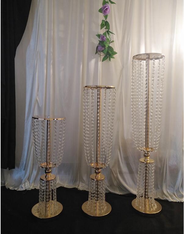 Luxury Tall Acrylic Crystal Wedding Road Lead Props Wedding Table Centerpieces Event Party Decor Wedding Aisle Walkway Flower Vase