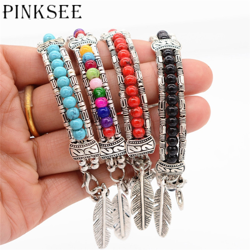 PINKSEE Ethnic Style Colorful Beaded Bracelets Feather Pendant Handmade Bangles Charm Friendship Cuff Bangles
PINKSEE Ethnic Style Colorful Beaded Bracelets Feather Pendant Handmade Bangles Charm Friendship Cuff Bangles