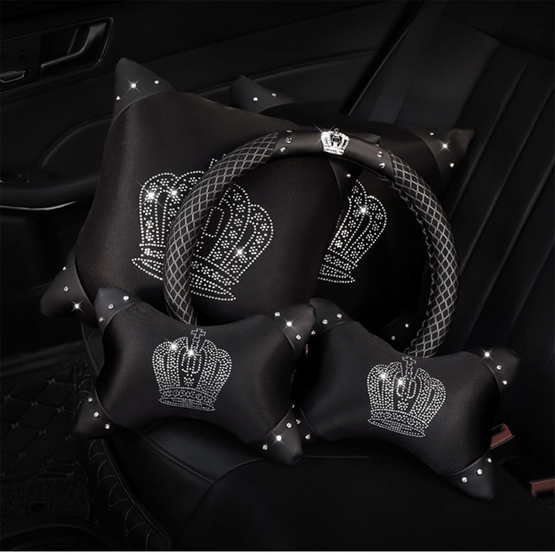 5pcs/set Summer Crown Rhinestone Breathable Ice Silk Car Headrest Neck Pillow Pad Auto Car Steering Wheel Cover Interior Set
5pcs/set Summer Crown Rhinestone Breathable Ice Silk Car Headrest Neck Pillow Pad Auto Car Steering Wheel Cover Interior Set