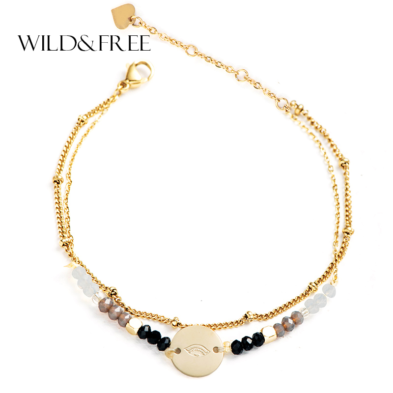 Wild & Free Gold Stainless Steel Bead Link Chain Bracelets For Women 2 Layers Black Crystal Beads Round Charm Bracelets Gifts
Wild & Free Gold Stainless Steel Bead Link Chain Bracelets For Women 2 Layers Black Crystal Beads Round Charm Bracelets Gifts