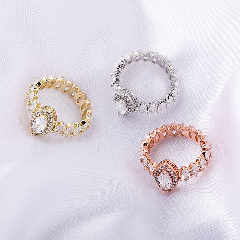 Oval Cubic Zirconia Womens Crown Wedding Finger Ring Hip Hop Real Gold Plated Bling CZ Diamond Engagement Band Rings Jewelry Gifts for Women Bijoux