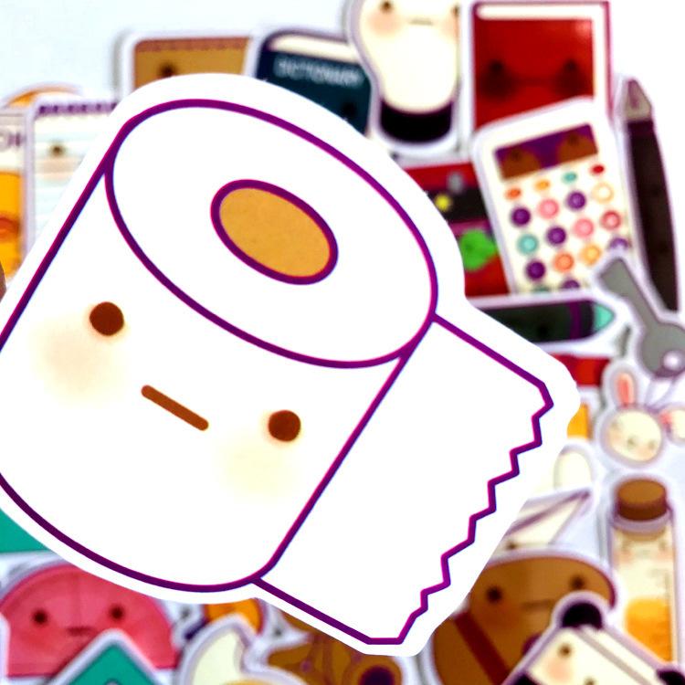 5 Sets=205PCS Cartoon Cute Stationery Hand Account Set Stickers Computer Mobile Phone Tablet Water Cup Waterproof Decorative Small Stickers