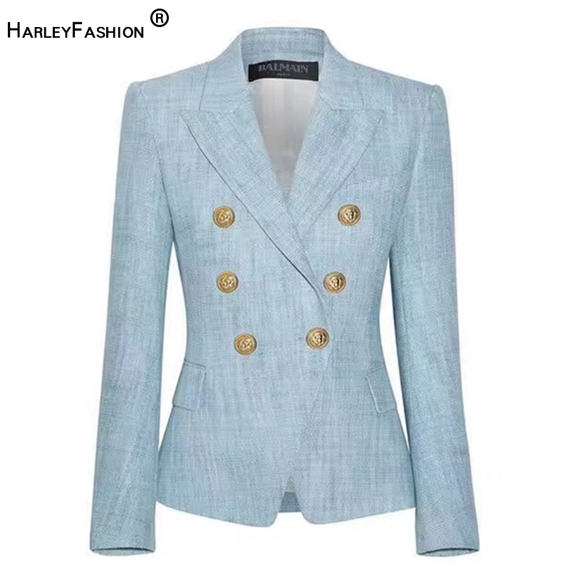 HarleyFashion European Women Elegant Light Blue Blazer Metal Buttons Casual Slim Jackets Outerwear Blazers, Sky blue
HarleyFashion European Women Elegant Light Blue Blazer Metal Buttons Casual Slim Jackets Outerwear Blazers, Sky blue