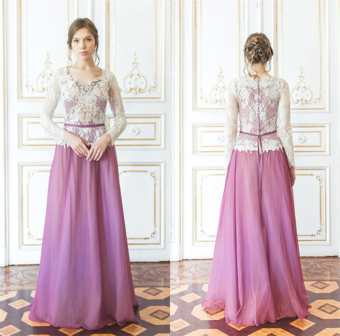 A Line Chapel Wedding Dresses Lace Applique Floor Length Beach Wedding Dress Beaded Bridal Gown Custom Made Wedding Dress