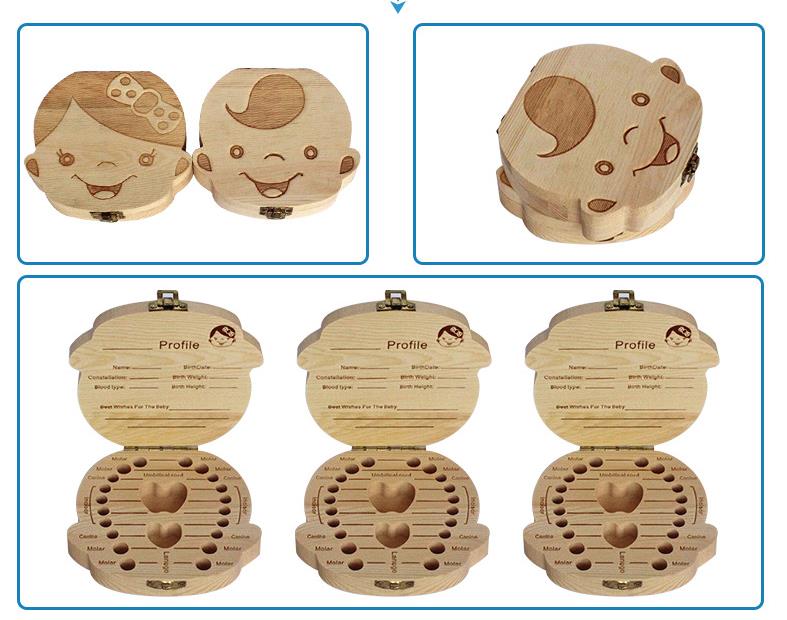 Wooden Baby Wooden Baby Teeth Box Kids Tooth Storage Box Teeth Umbilical Lanugo Organizer Milk Teeth Collect Gift Keepsakes Save DLH442