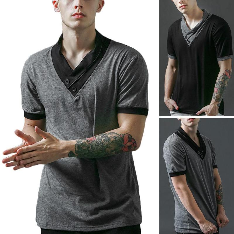 Fashion 2020 New Summer Men Patchwork Button V Neck Short Sleeve T-Shirt Summer Slim Blouse Top Casual Tops Men, Black
Fashion 2020 New Summer Men Patchwork Button V Neck Short Sleeve T-Shirt Summer Slim Blouse Top Casual Tops Men, Black