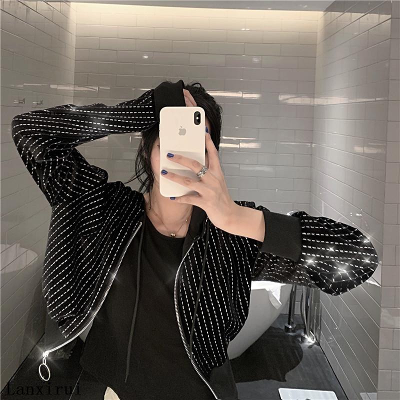 women black Jackets autumn black Zipper Pockets Bling Sequins Outwear Slim Streetwear Coats Festival Costumes
women black Jackets autumn black Zipper Pockets Bling Sequins Outwear Slim Streetwear Coats Festival Costumes