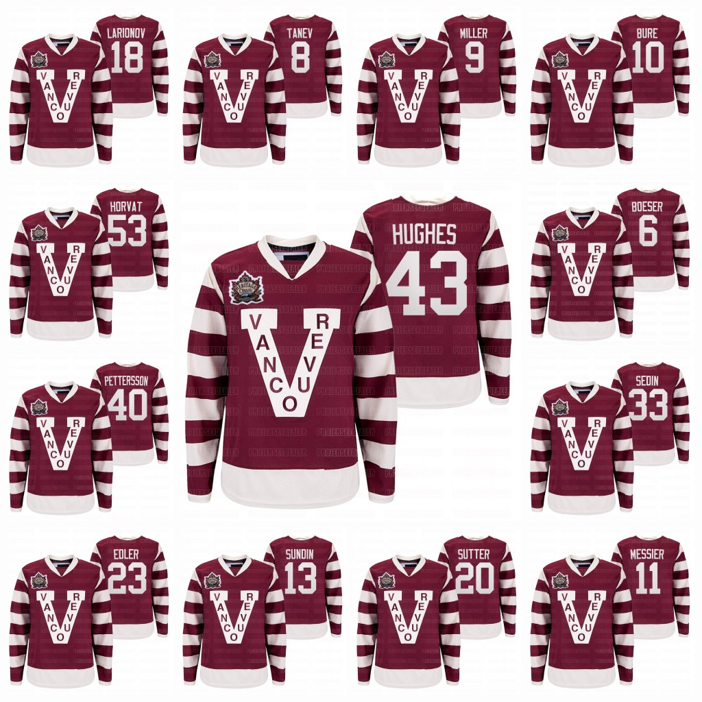 Vancouver Canucks Millionaires Quinn Hughes Bo Horvat Brock Boeser Elias Pettersson Igor Larionov Messier Heritage Classic Burgundy Jersey, Black;red
Vancouver Canucks Millionaires Quinn Hughes Bo Horvat Brock Boeser Elias Pettersson Igor Larionov Messier Heritage Classic Burgundy Jersey, Black;red