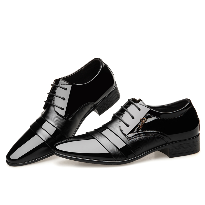 2020 New Patent Leather Men's Dress Shoes Men Oxfords Cheap Fashion Office Flats Lace-Up Men Black Formal Shoes Plus Size 48