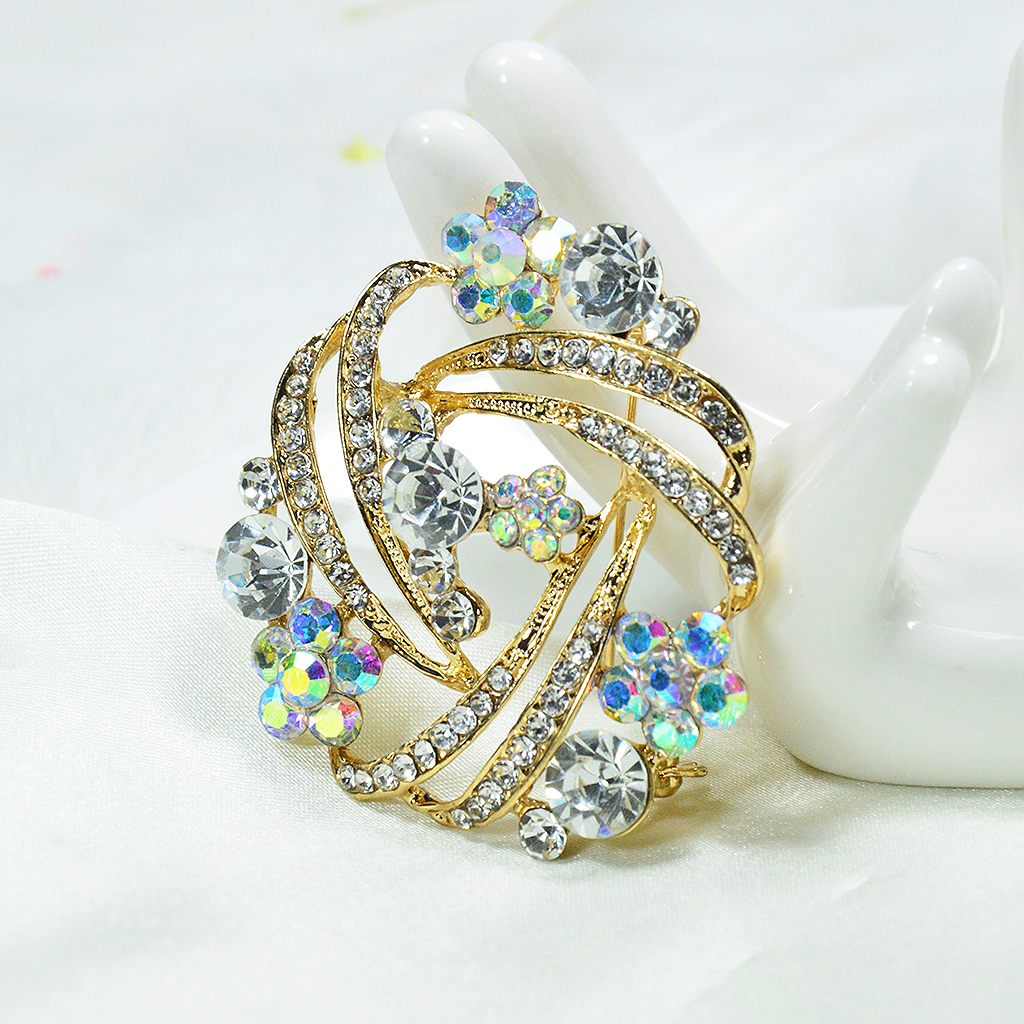 Sparkling Brooch Pin Flower Loop Corsage Breast Pin Round Clip With CZ Zircons Crystal Rhinestone Bling Bling, Gray
Sparkling Brooch Pin Flower Loop Corsage Breast Pin Round Clip With CZ Zircons Crystal Rhinestone Bling Bling, Gray