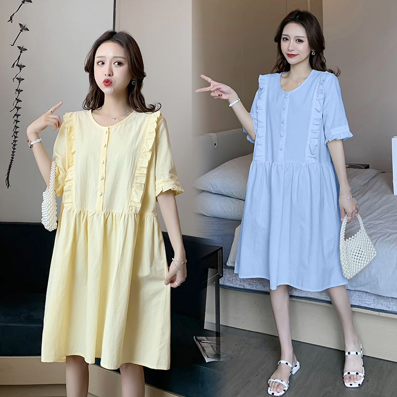 2635# Maternity Clothes Summer Cotton Solid Color Short Sleeve Loose Stylish Dress for Pregnant Women Mom Dress, Sky blue
2635# Maternity Clothes Summer Cotton Solid Color Short Sleeve Loose Stylish Dress for Pregnant Women Mom Dress, Sky blue