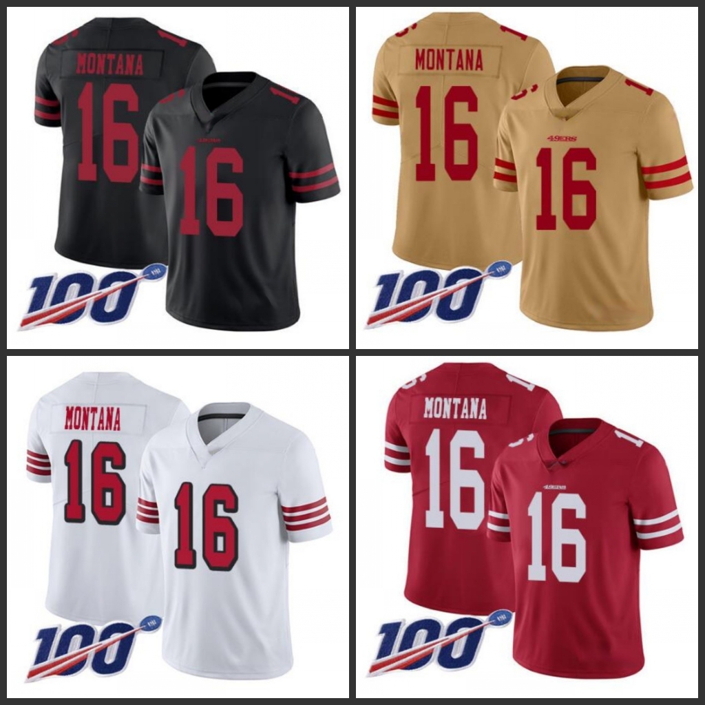 San Francisco 49ers Men #16 Joe Montana White Men's Women Youth Stitched NFL 100th Season Vapor Limited Jersey, Black;red
San Francisco 49ers Men #16 Joe Montana White Men's Women Youth Stitched NFL 100th Season Vapor Limited Jersey, Black;red