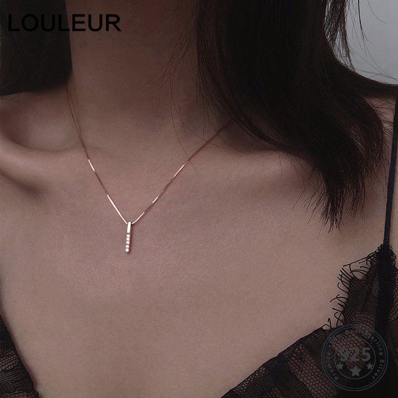 Chains Louleur 925 Sterling Silver Zircon Necklace Vertical Bar Slidable Romantic Pendant For Women Wedding Birthday Gifts
Chains Louleur 925 Sterling Silver Zircon Necklace Vertical Bar Slidable Romantic Pendant For Women Wedding Birthday Gifts