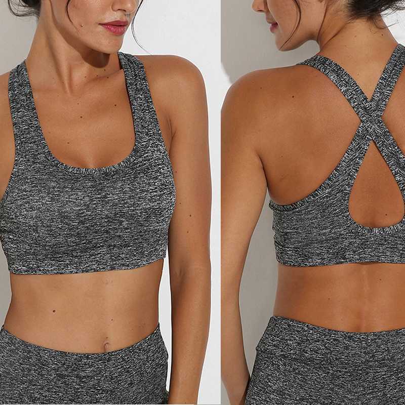 Women' Cross Strap Sports Bra Absorption Running Yoga Activity Top Sports Chest Strap, Gray 
Women' Cross Strap Sports Bra Absorption Running Yoga Activity Top Sports Chest Strap, Gray