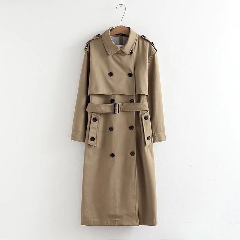 Female windbreaker 2020 spring autumn new fashion slim elegant long coat khaki double-breasted casual women' trench with belt, Dark blue
Female windbreaker 2020 spring autumn new fashion slim elegant long coat khaki double-breasted casual women' trench with belt, Dark blue
