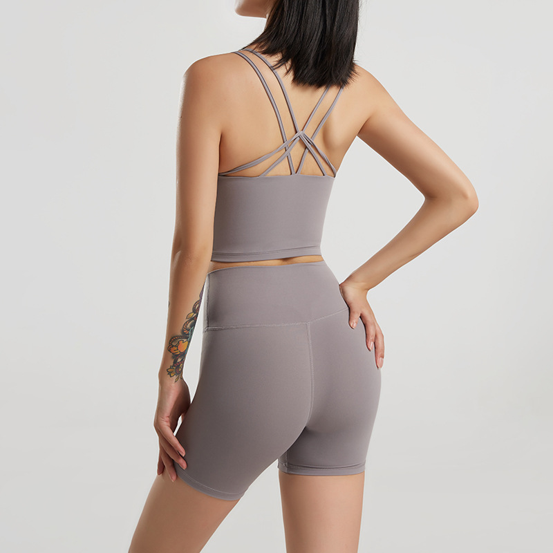 Nude Feel 2 Piece Yoga Set Strappy Cross Beauty Back Gym Bra High Waist Elastic Sports Shorts Stretchy Workout Set For Women, Black
Nude Feel 2 Piece Yoga Set Strappy Cross Beauty Back Gym Bra High Waist Elastic Sports Shorts Stretchy Workout Set For Women, Black