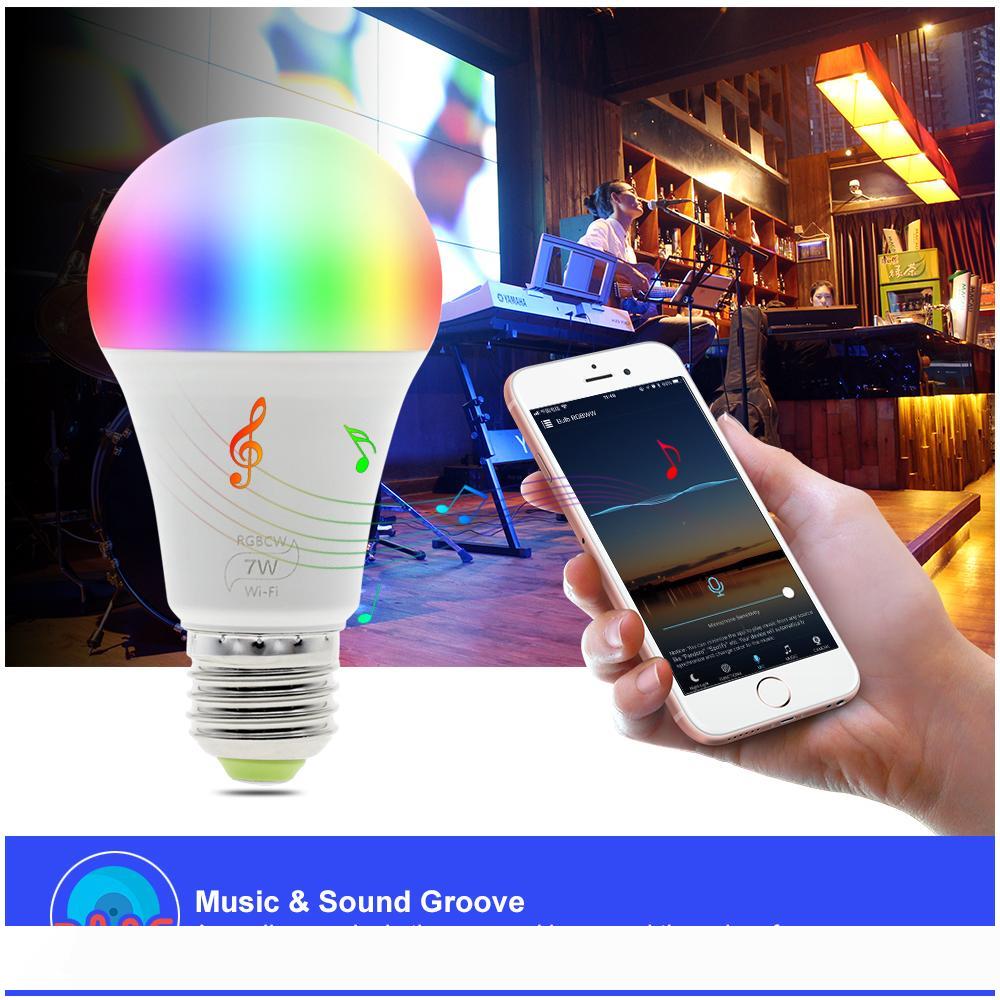 WIFI Smart LED Bulb work with Amazon Alexa & Google Home RGB + Warm Light + White Light E27 7W AC85-265V LED Bulb Light
