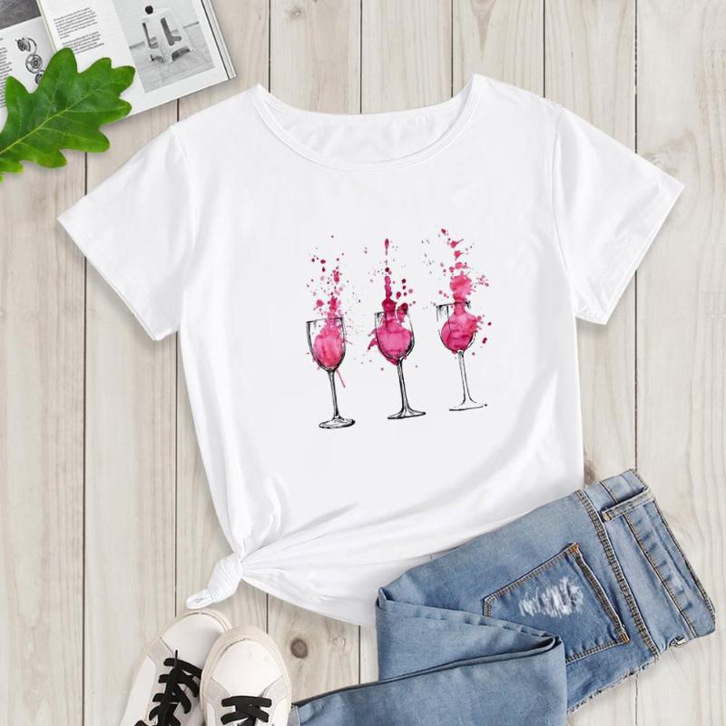 Fashion Tshirt Women Tshirts Casual Short Sleeve O Neck t-shirt Wine Cup Print Tshirt 02121
Fashion Tshirt Women Tshirts Casual Short Sleeve O Neck t-shirt Wine Cup Print Tshirt 02121