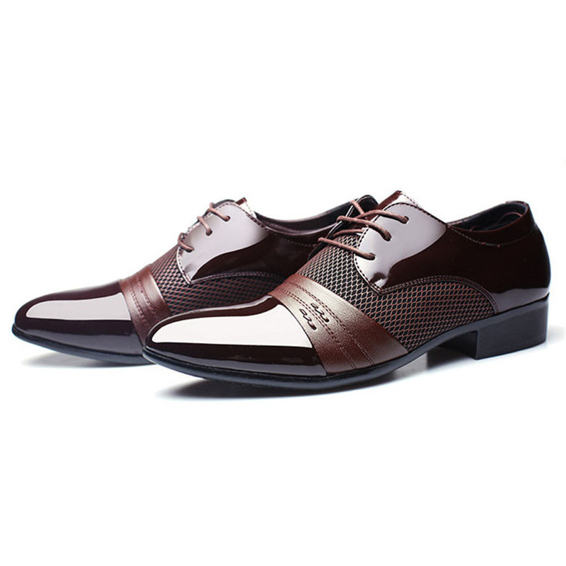 Merkmak Men Leather Shoes Oxford PU Leather Men's Dress Shoes Business Flat Breathable Men's Banquet Wedding Shoes 48 CX200731