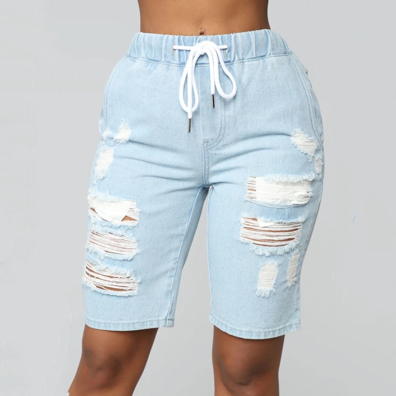 Women Middle-Waisted Washed Ripped Hole Knee Length Jeans Denim Summer Shorts Feminino Hole Ripped Denim Jeans Elastic Waist
Women Middle-Waisted Washed Ripped Hole Knee Length Jeans Denim Summer Shorts Feminino Hole Ripped Denim Jeans Elastic Waist