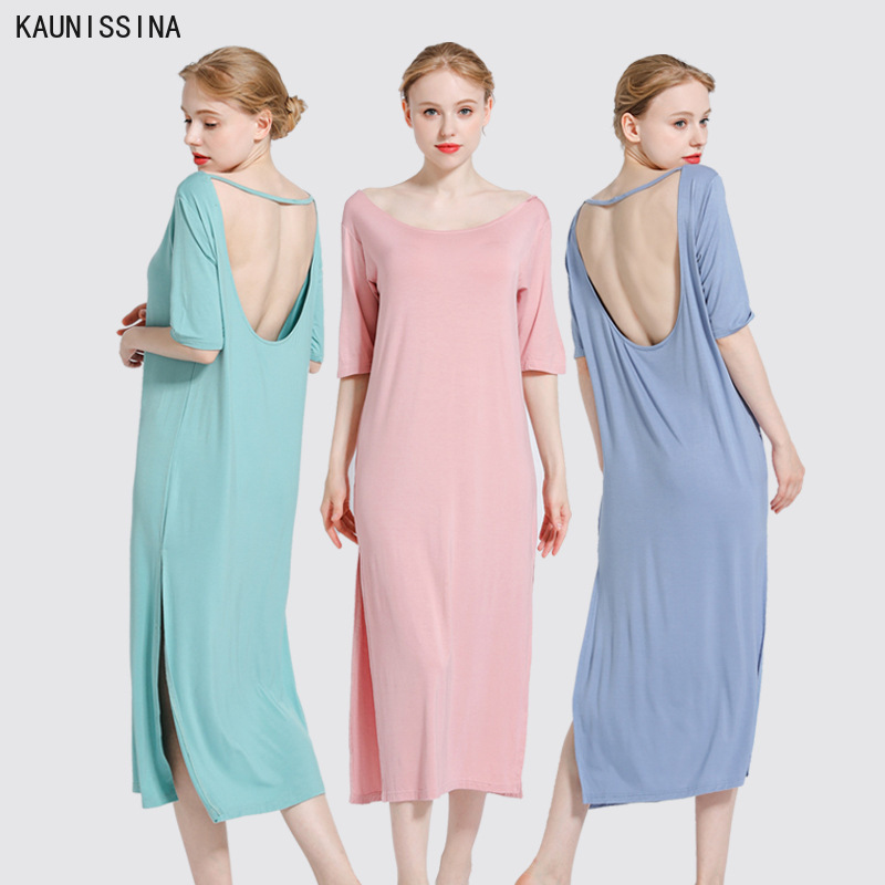 Women's Nightdress Modal Stretchy Short Sleeve Long Nightgown Sexy Sleepwear Nightwear Homewear Plus Size Female Sleep Dress, Pink
Women's Nightdress Modal Stretchy Short Sleeve Long Nightgown Sexy Sleepwear Nightwear Homewear Plus Size Female Sleep Dress, Pink