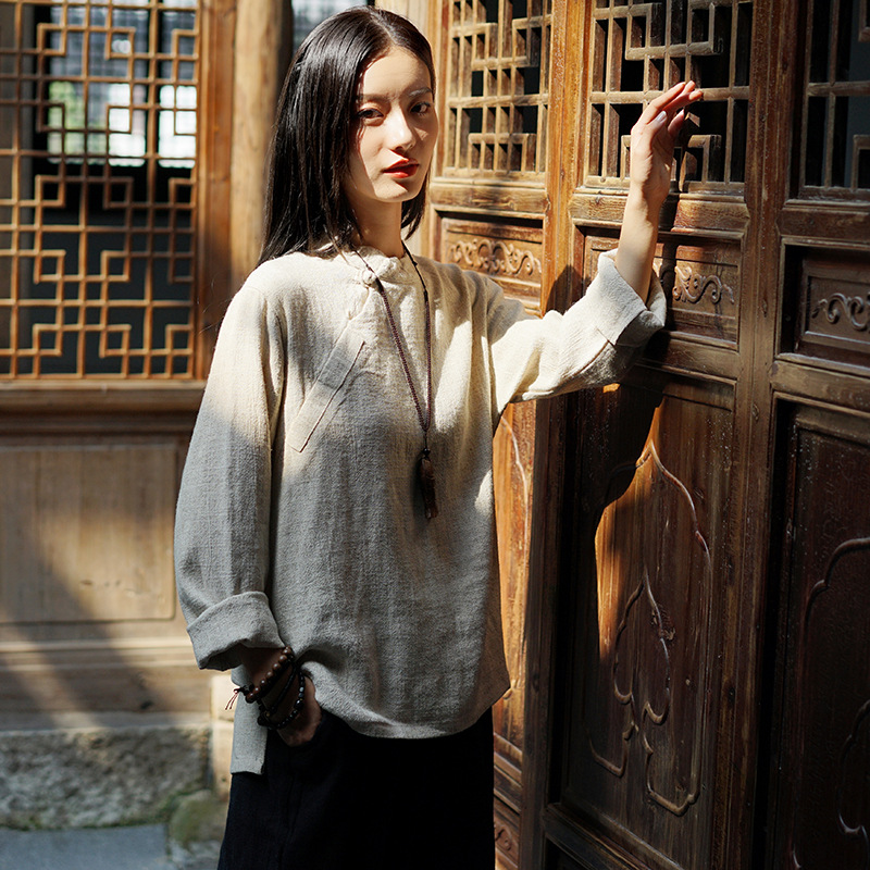 Women Cotton Linen Shirt Tops Blouse Female Solid Color Autumn Spring Stand Collar Shirt Ladies Irregular Length Pullovers 2020, Beige
Women Cotton Linen Shirt Tops Blouse Female Solid Color Autumn Spring Stand Collar Shirt Ladies Irregular Length Pullovers 2020, Beige