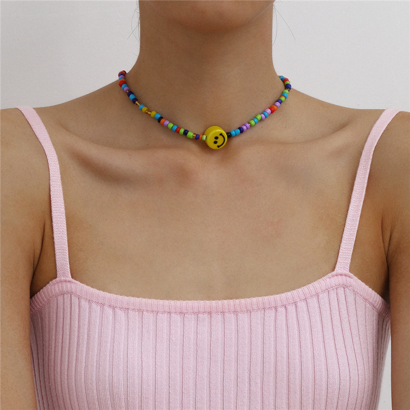 Single Cute Yellow Smile Face Choker Necklace Handmade Fashion Rice Beaded Chain Women Colorful Gold Necklaces Jewelry Accessories Wholesale
Single Cute Yellow Smile Face Choker Necklace Handmade Fashion Rice Beaded Chain Women Colorful Gold Necklaces Jewelry Accessories Wholesale