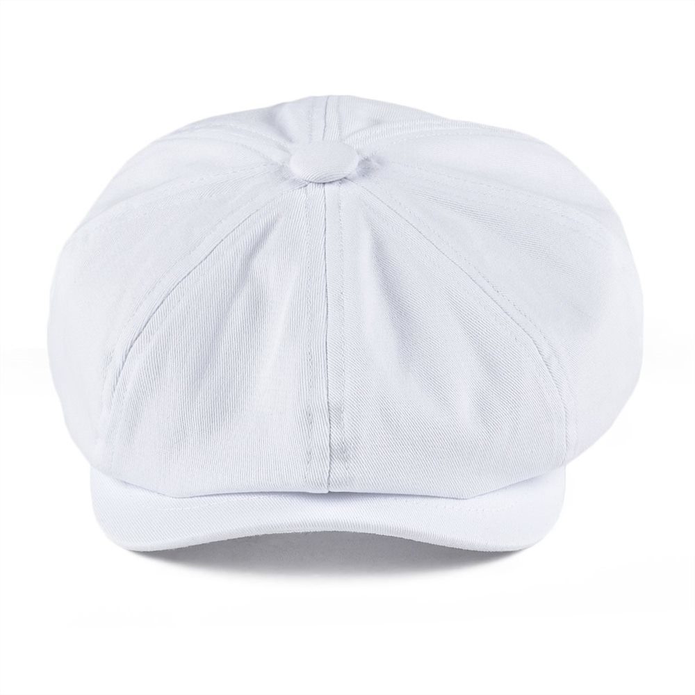 BOTVELA White Newsboy Cap Men's Twill Cotton Hat Women's Baker Boy Caps Retro Big Headpiece Large Hats Cabbie Apple Beret 003 T200715
