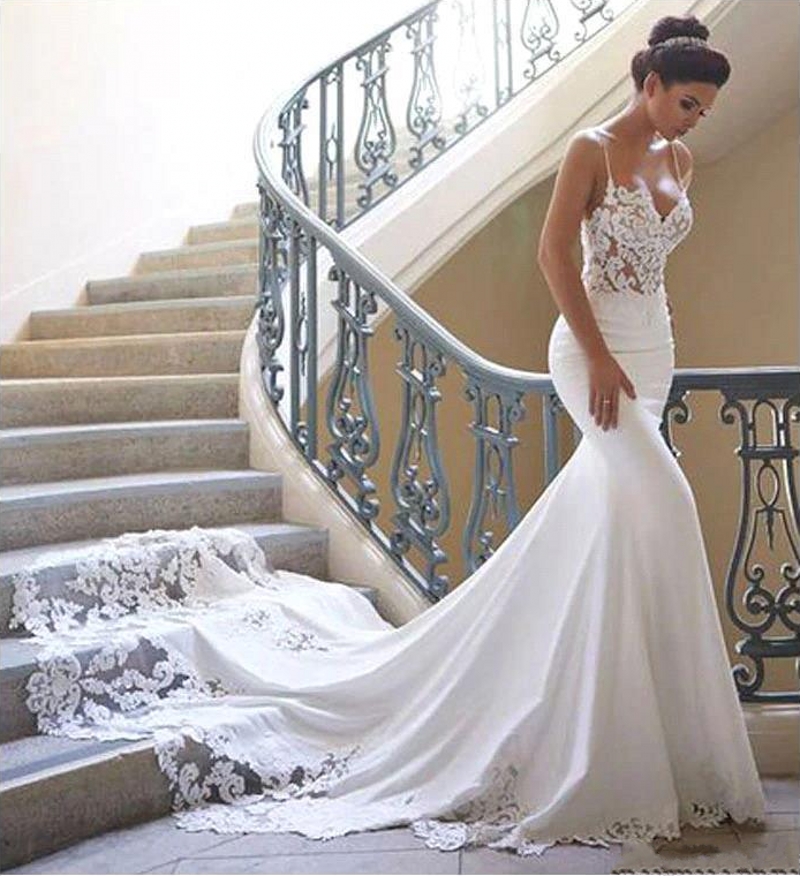 Spaghetti Straps Lace Mermaid Beach Wedding Dresses Satin Lace Applique Sweep Train Boho Wedding Bridal Gowns robes de mariée, Water melon
Spaghetti Straps Lace Mermaid Beach Wedding Dresses Satin Lace Applique Sweep Train Boho Wedding Bridal Gowns robes de mariée, Water melon