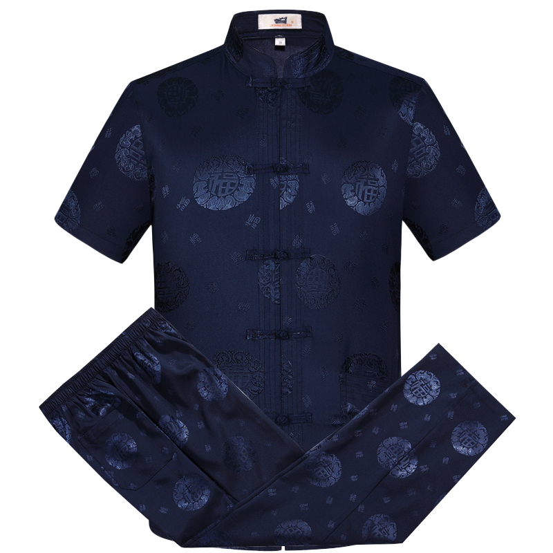 Tang suit men's short-sleeved suit Chinese silky traditional hand-buttoned shirt + trousers Tai Chi vestido chino, Top 13
Tang suit men's short-sleeved suit Chinese silky traditional hand-buttoned shirt + trousers Tai Chi vestido chino, Top 13