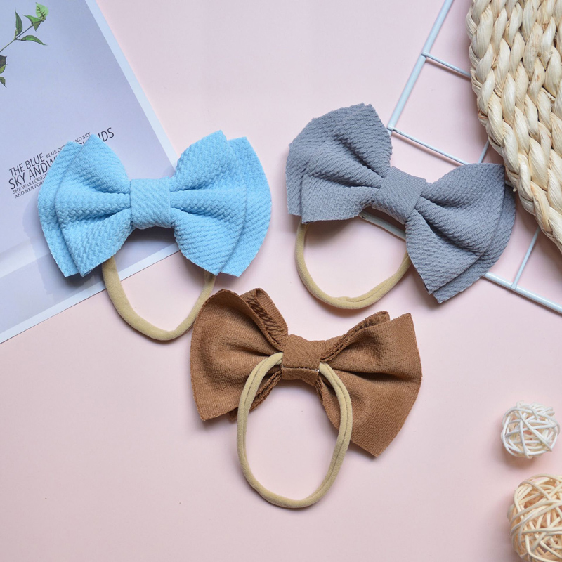 20 Color Baby Accessories Infant Baby Girl Cute Big Bow Headband Newborn Solid Headwear Headdress Nylon Elastic Hair Band Gifts Props B1