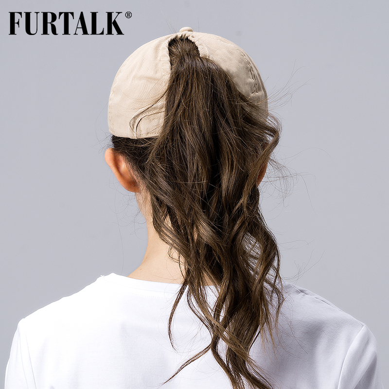 FURTALK Black Ponytail Baseball Cap Women Vintage Washed Cotton Baseball Caps Men Hip Pop Hat Snapback Summer Cap for Female T200720