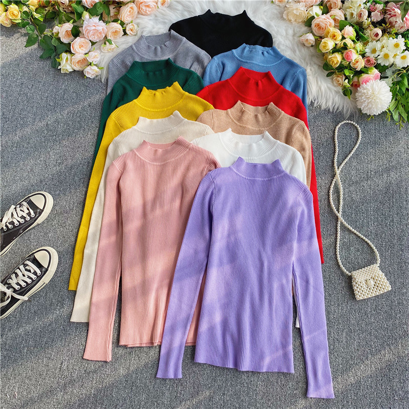 Half-Collar Bottom Shirt Women's Long-Sleeved knitted sweaters Autumn Winter Pullover Slim-Fit Tight Sweater women Pullovers, Green
Half-Collar Bottom Shirt Women's Long-Sleeved knitted sweaters Autumn Winter Pullover Slim-Fit Tight Sweater women Pullovers, Green