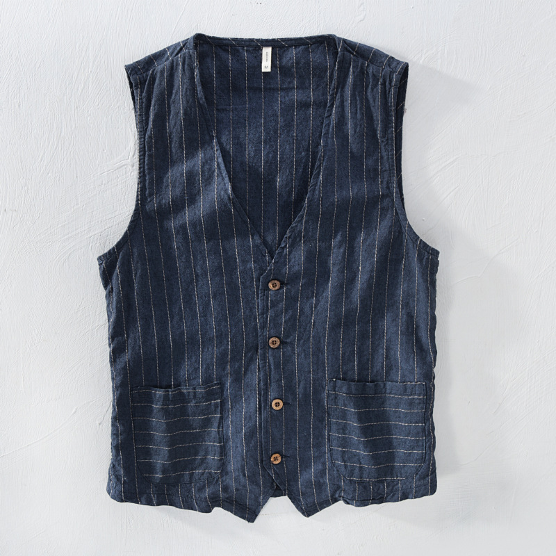 Mans Vintage Linen Suit Vest Slim Material 55%linen + 45%cotton Vest Male Casual Striped Thin Waistcoat Asian Size -3XL, Khaki
Mans Vintage Linen Suit Vest Slim Material 55%linen + 45%cotton Vest Male Casual Striped Thin Waistcoat Asian Size -3XL, Khaki