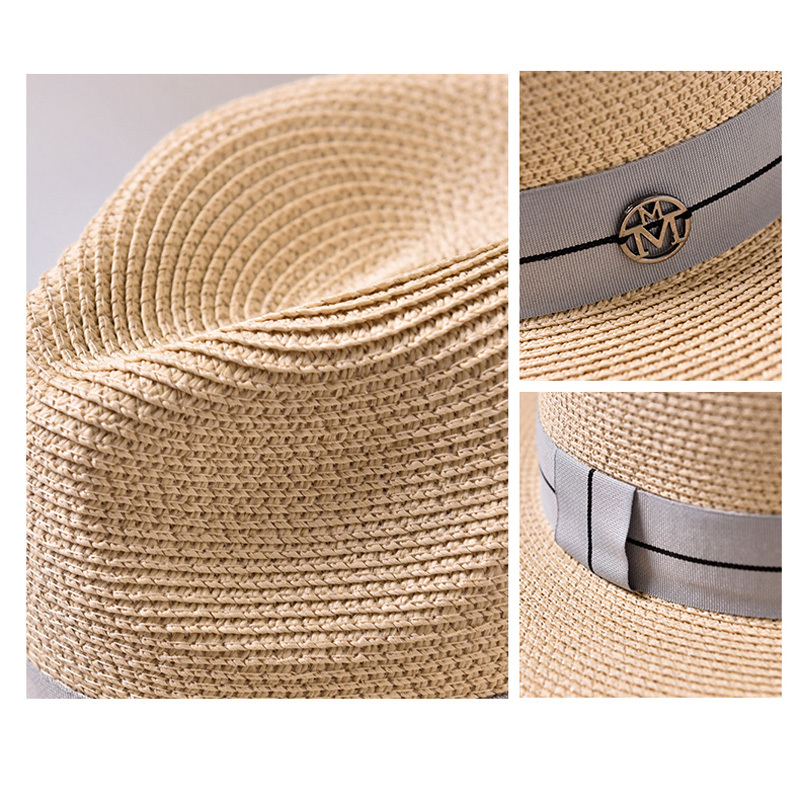 Ymsaid Summer casual sun hats for women fashion letter M jazz straw for man beach sun straw Panama hat Wholesale and retail Y200716