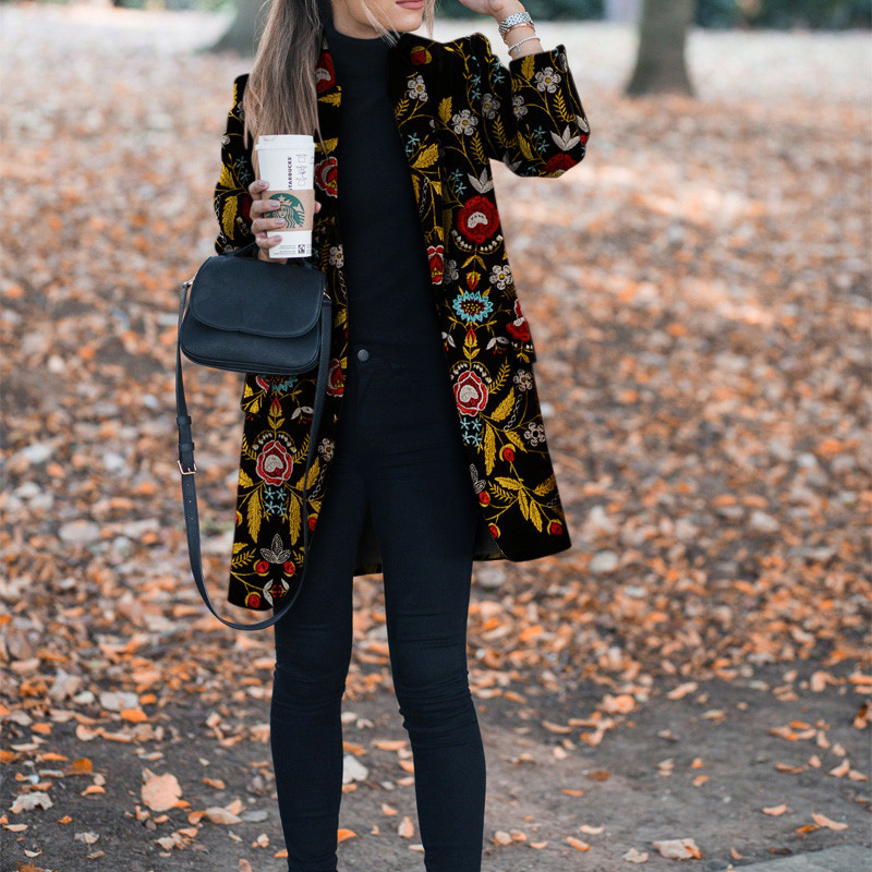 2020 Coat Female Autumn Winter Flower Print Pattern Coats Long Sleeve Vintage Coat Casual Women Slim Jacket Female Outwear, Same picture color
2020 Coat Female Autumn Winter Flower Print Pattern Coats Long Sleeve Vintage Coat Casual Women Slim Jacket Female Outwear, Same picture color
