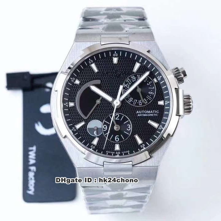 TWA 42mm Overseas Dual Time Power Reserve Cal.1222 SC Automatic Mens Watch 47450/B01A-9227 Black Dial Stainless Steel Bracelet Gents Watches, Box
TWA 42mm Overseas Dual Time Power Reserve Cal.1222 SC Automatic Mens Watch 47450/B01A-9227 Black Dial Stainless Steel Bracelet Gents Watches, Box