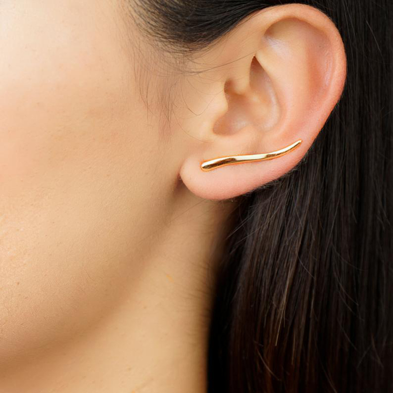ROXI Minimalist 925 Sterling Silver Climber Small Stud Earrings for Women Everyday Jewelry Simple Ear Cuff Long Ears Crawler