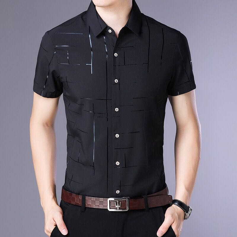 Short Sleeve Men Shirt,Summer Cool Shirt Men Clothing Business Casual Shirts, Black
Short Sleeve Men Shirt,Summer Cool Shirt Men Clothing Business Casual Shirts, Black