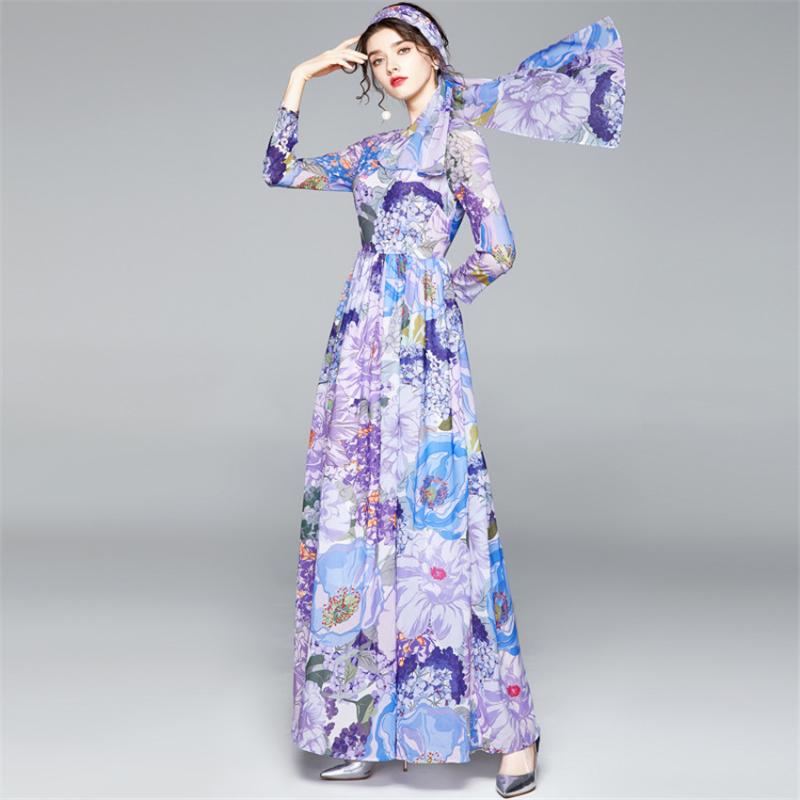 Spring Autumn Dress 2020 Women Floral Print Vacation Beach Maxi Dress European Fashion Elegant Runway Dresses Long Robe Femme, Blue
Spring Autumn Dress 2020 Women Floral Print Vacation Beach Maxi Dress European Fashion Elegant Runway Dresses Long Robe Femme, Blue