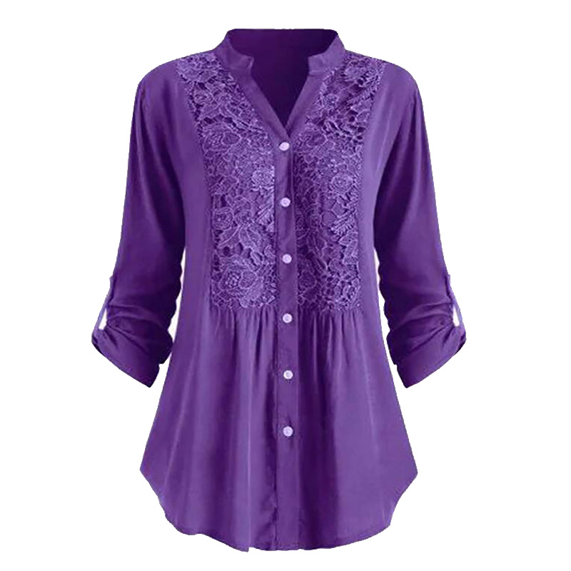 Lace Flower Blouses Women Summer New V-Neck Long Sleeve Shirts Lady Female Casual Loose Solid Color Buttons Tops Plus Size -5XL, White
Lace Flower Blouses Women Summer New V-Neck Long Sleeve Shirts Lady Female Casual Loose Solid Color Buttons Tops Plus Size -5XL, White
